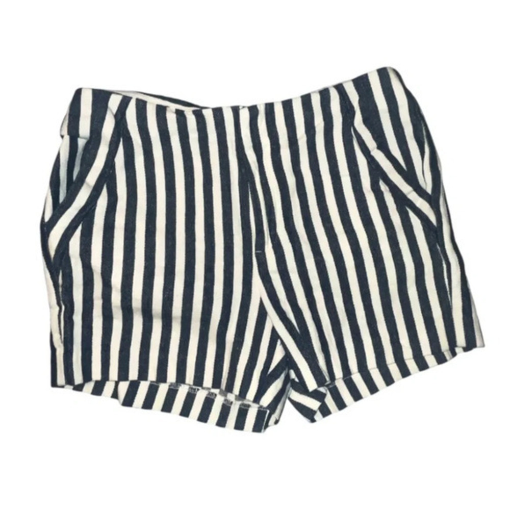 Banana Republic Striped Black and White Linen Blend Shorts Size 4